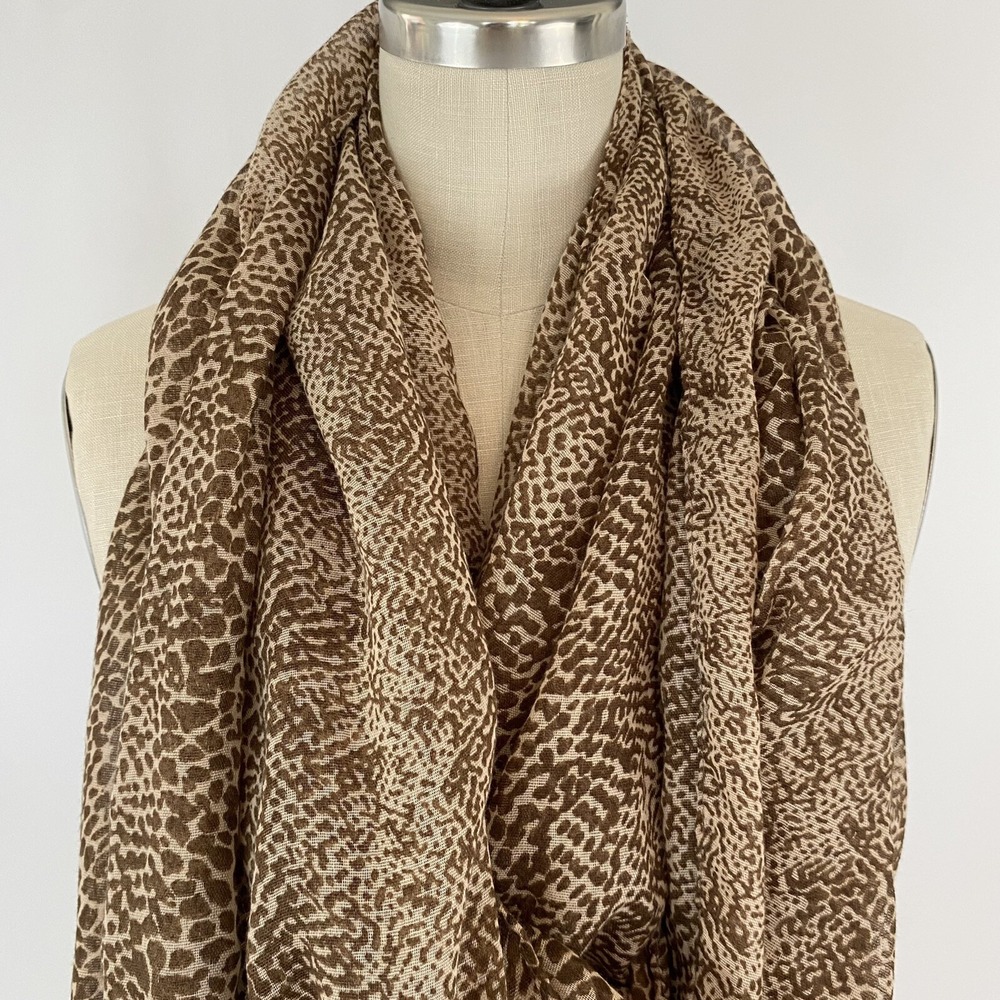 Nicole Marciano Animal Print Infinity Scarf Brown‎ Tan Boho Lightweight Scarf - Picture 3 of 8